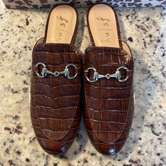 French Sole FS/NY Cape Brandy Croco Slip On Slide Mule Size 7 NIB - Picture 5 of 7